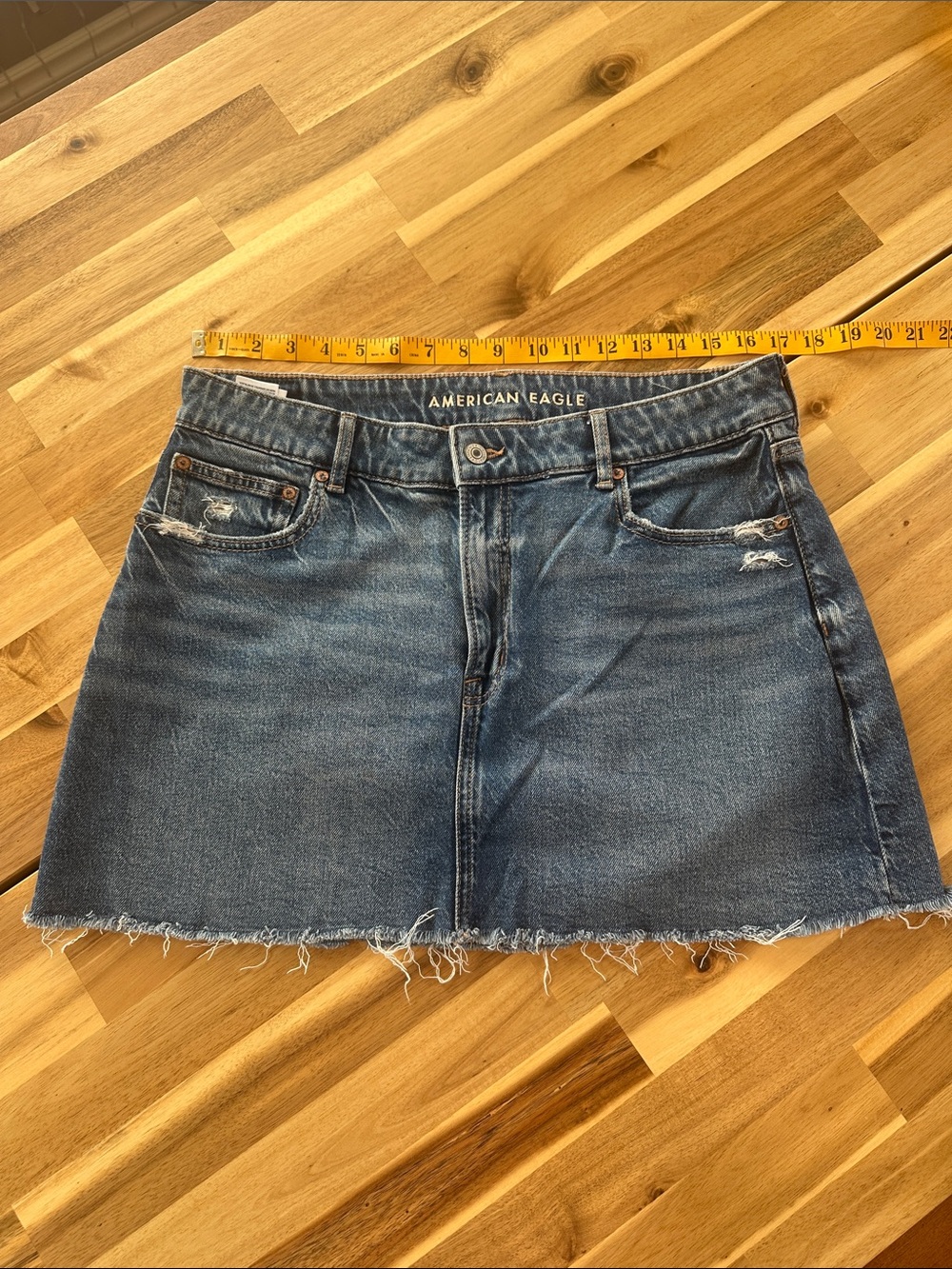 American Eagle Outfitters Frayed Distressed Denim Mini Skirt - Blue
